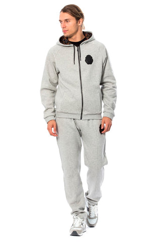 Elegant Gray Hooded Cotton Sweatsuit - Luxury for You