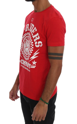 Chic Red 'riders' Motive Crewneck Tee - Luxury for You