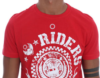 Chic Red 'riders' Motive Crewneck Tee - Luxury for You