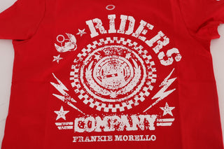 Chic Red 'riders' Motive Crewneck Tee - Luxury for You