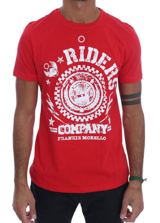 Chic Red 'riders' Motive Crewneck Tee - Luxury for You