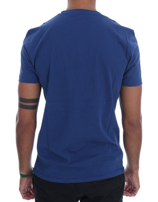 Stylish Blue Riders Motif Cotton Tee - Luxury for You