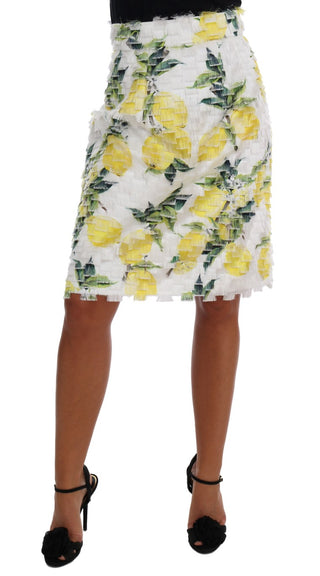 Lemon Print Fringe Pencil Skirt - Luxury for You