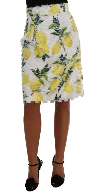 Lemon Print Fringe Pencil Skirt - Luxury for You