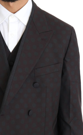 Elegant Bordeaux Polka Dot Wool Suit - Luxury for You