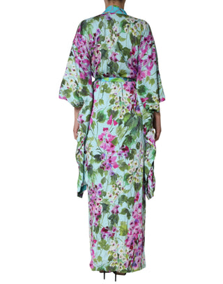 Multicolor Floral Silk Stretch Wrap Dress