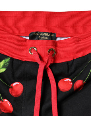 Black Red Cherry Mid Waist Jogger Pants