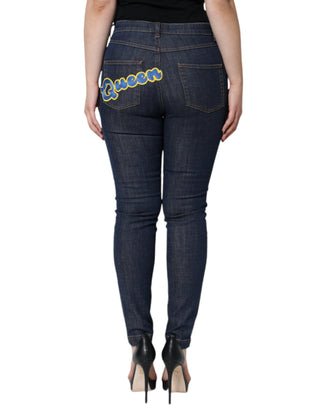 Dark Blue Queen Cotton Skinny Denim Jeans