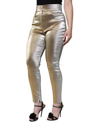 Metallic Gold High Waist Skinny Pants