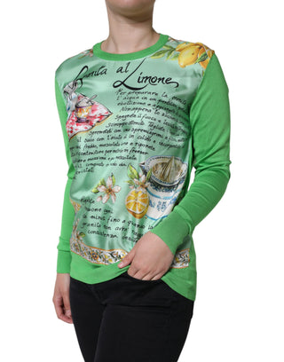 Green Silk Granita Al Limone Long Sleeves Sweater