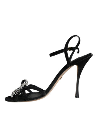 Black Suede Crystals Keira Sandals Shoes