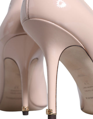 Beige Patent Leather High Heels Pumps Shoes