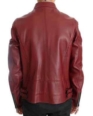 Radiant Red Leather Biker Motorcycle Jacket - Luxury for You