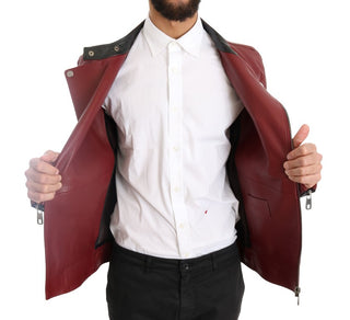 Radiant Red Leather Biker Motorcycle Jacket - Luxury for You