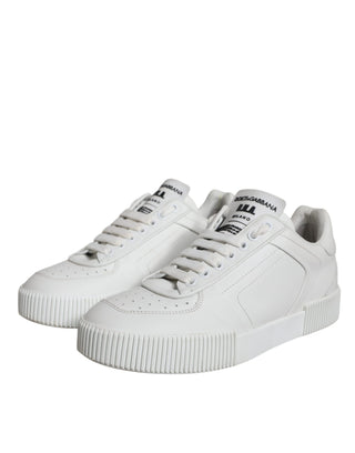 White Calfskin Leather Miami Low Top Sneakers Shoes