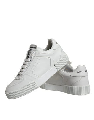 White Calfskin Leather Miami Low Top Sneakers Shoes