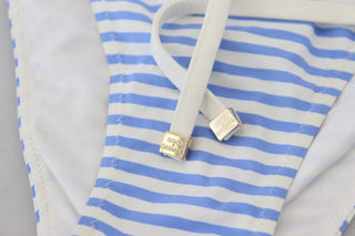 White Blue Stripes Bikini Top Bottom Beachwear Swimwear