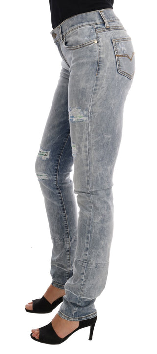 Chic Light Blue Torn Slim Fit Jeans - Luxury for You