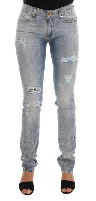 Chic Light Blue Torn Slim Fit Jeans - Luxury for You