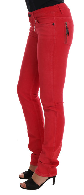 Radiant Red Super Slim Designer Jeans - Luxury for You