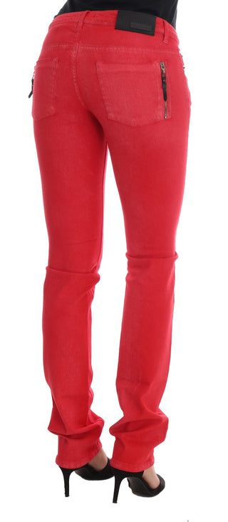 Radiant Red Super Slim Designer Jeans - Luxury for You