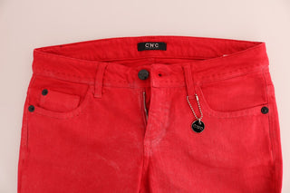 Radiant Red Super Slim Designer Jeans - Luxury for You