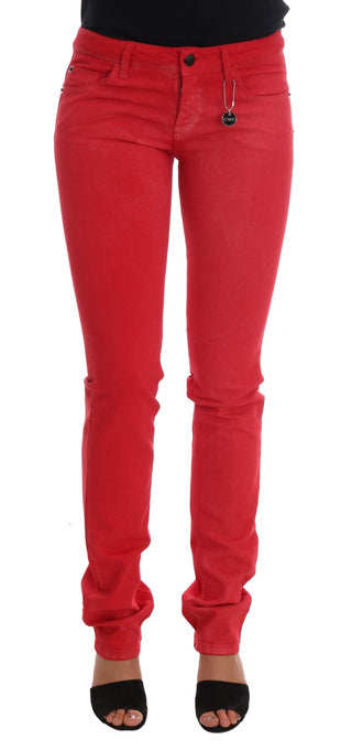 Radiant Red Super Slim Designer Jeans - Luxury for You