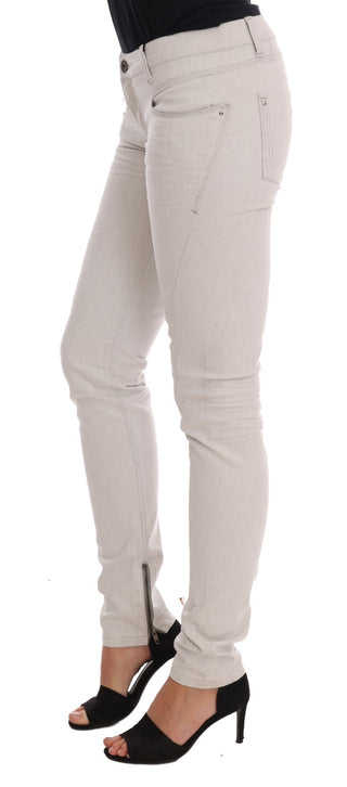 Chic White Slim-fit Stretch Jeans - Luxury for You