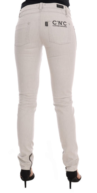 Chic White Slim-fit Stretch Jeans - Luxury for You