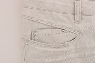 Chic White Slim-fit Stretch Jeans - Luxury for You