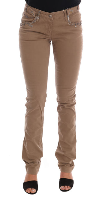 Beige Super Slim Fit Designer Jeans - Luxury for You