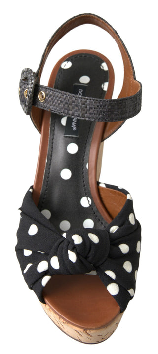 Chic Polka-dotted Ankle Strap Wedges