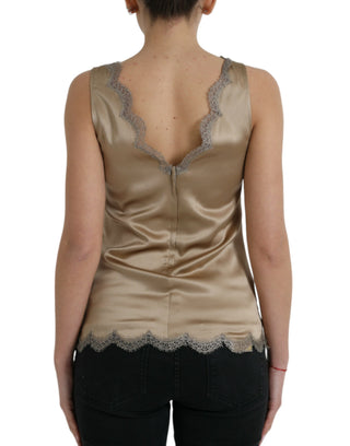 Elegant V-neck Sleeveless Lace Trim Top