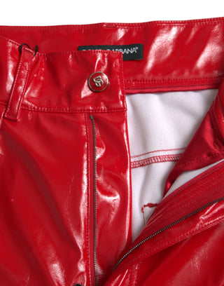 Chic Red High Waist Skinny Pants