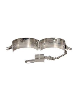 Silver Metal Brass 1999 Bondage Handcuff Runway Bracelet