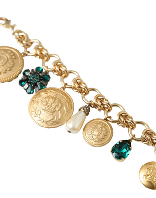 Gold Tone Brass Chain Crystal Women Bracelet