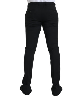 Black Wool Stretch Men Skinny Pants