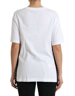 Elegant White Lace-up Cotton Tee