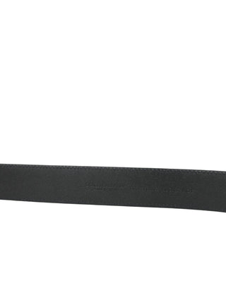 Elegant Black Leather Belt With Metal Buckle