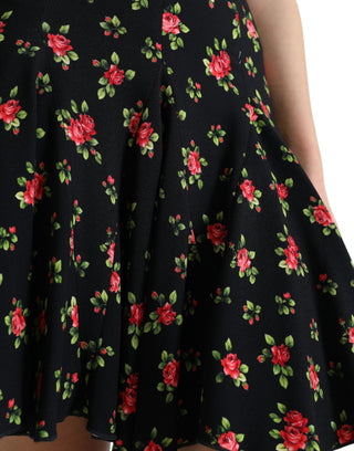 Floral A-line Mini Skirt With High Waist