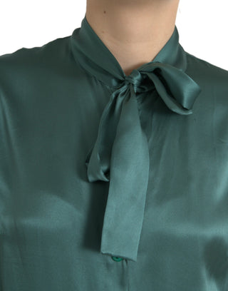 Elegant Dark Green Silk Blouse Top