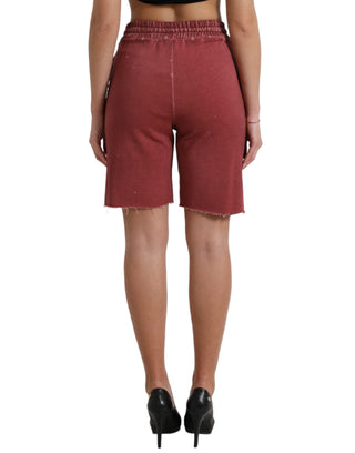 Chic Maroon High-waist Designer Sweatshorts