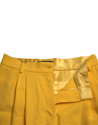 Elegant High Waist Bermuda Shorts In Sunny Yellow