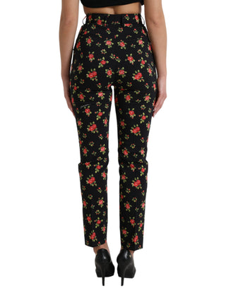 Elegant High-waist Floral Tapered Pants