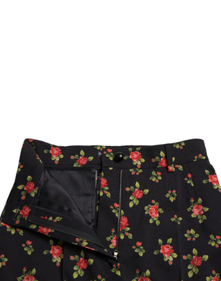 Elegant High-waist Floral Tapered Pants