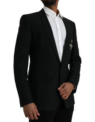 Black Crown Bee Martini Single Breasted Coat Blazer