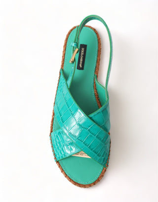 Elegant Green Espadrille Platform Sandals