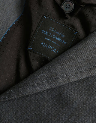 Blue Linen Napoli Single Breasted Coat Blazer