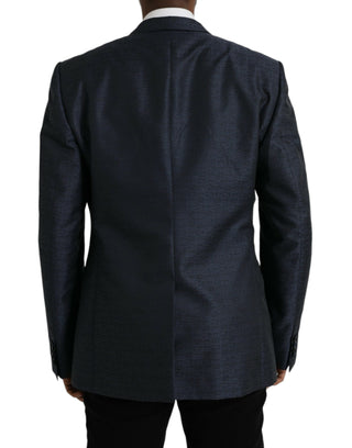 Blue Wool Gold Single Breasted Coat Blazer