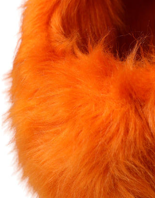 Orange Faux Fur Whole Head Wrap Hat